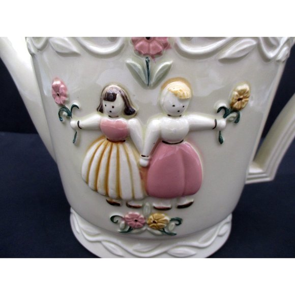 Vintage Porcelier Vitreous China TEAPOT Coffee USA Dutch Girls - Picture 2 of 4